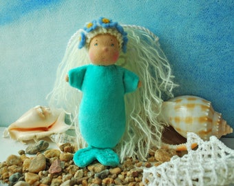 Waldorf doll Little mermaid Mermaid doll Pocket doll Rag doll Mermaid toy Steiner doll Baby mermaid Textile doll Mermaid Sea doll Sea gift