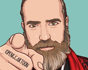 Realistic style cartoon portrait drawn from your photo