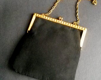 Vintage black fabric evening bag