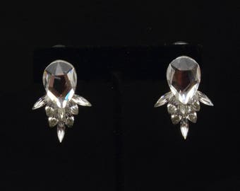 Clip on Swarovski Crystal Earrings, Ballroom Earrings, Competition Earrings, Ballroom Dance Jewelry, Wedding Earrings