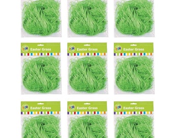 Set of 12 Packages Green Plastic Easter Grass (1oz Each)