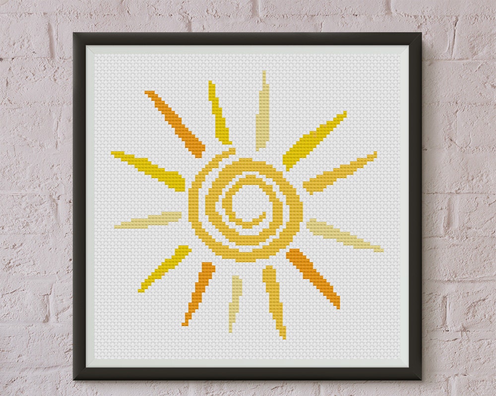 Sun Cross Stitch Pattern Sun Symbol PDF Pattern Minimalist