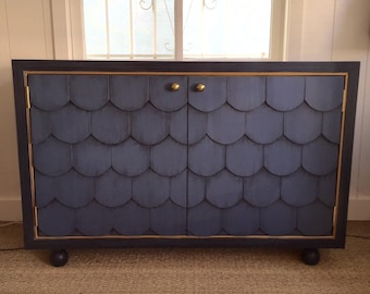 Blue Scalloped Buffet Cabinet