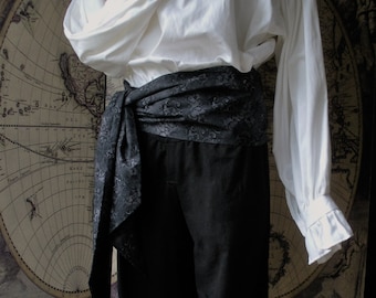 Pirate Sash, Cotton. Black and Grey