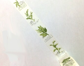 Plants Washi Tape, Leaves Flowers Washi Tape, Japanese Washi Masking Tape, Botanicals , Nature, Greenery, Grass, Garden, Herb, Biology