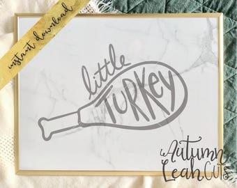 Little Turkey Thanksgiving Svg -- SVG, PNG, Jpeg, DXF cut file for Silhouette, Cricut -- Instant Download Clipart - Turkey Leg Design File
