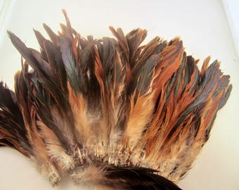 Natural half bronze Schlappen half bronze 6 to 8 inches craft feathers saddle feathers