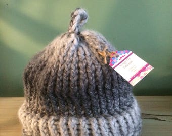 One of a Kind Hand Knitted Acrylic/Wool Blend Slouch Hat