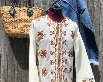 Andina Hand Embroidered Crepe Chine Tunic