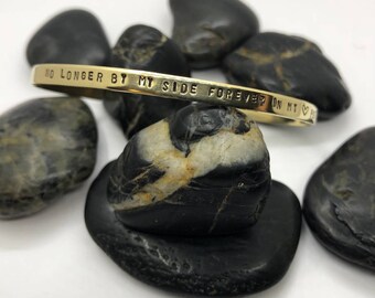 No Longer By My Side Forever In My Heart, Memorial Bracelet, Remembrance Bracelet, Miscarriage Bracelet, Loss Bracelet, Cuff Bracelet