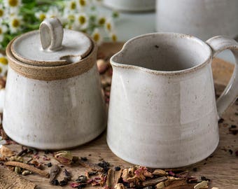 Creamer and Sugar, Set of a Pottery Sugar Bowl and a Pitcher, Creamer Sugar Set, Pottery Jug, Ceramic Creamer and Sugar Bowl, MADE TO ORDER