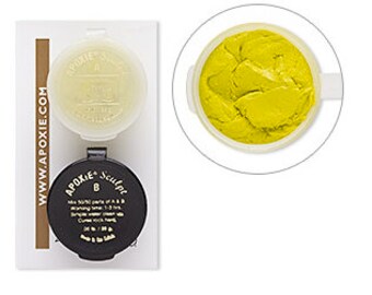 KIT includes: 46 g YELLOW Apoxie Sculpt & 25 Snap Bases - DIY, Snap Jewelry, Aves, Apoxie Sculpt, Clay Snaps, Found Objects, Steampunk