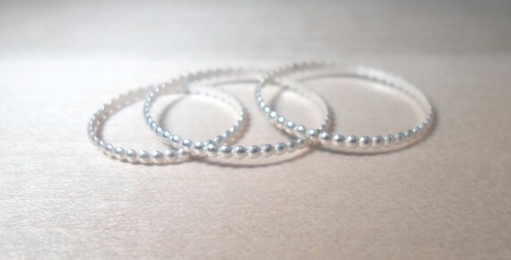 Silver Bead Ring Sterling Silver Bead Stacking Rings-Round