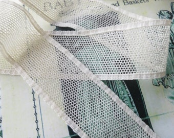 Ecru English Nottingham Fine Valenciennes Lace- Plain Net Insertion Trim