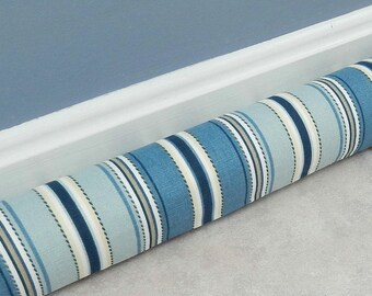 Blue Door Draft Stopper 28" to 42" Custom Sizes Blue Door Snake Draft Blocker Window Draft Stopper Stripes Striped