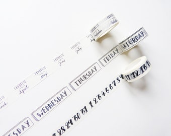 Monat, Wochentag, Nummer Washi Tape / Klebeband / Craft Supplies / Geschenkverpackung / Planer Zubehör