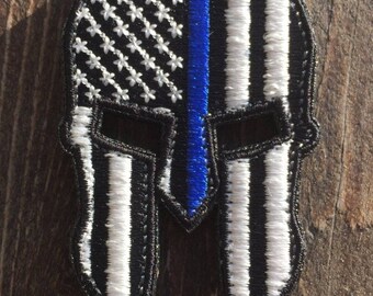 THIN BLUE LINE Spartan Flagge Moral patch Top-Qualität American United States Usa Gesetz Durchsetzung Police Tbl Haken und Öse Bullen