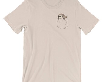 Sloth in a Pocket Tshirt -- Sloth Peeking from Pocket Shirt for Men and Women