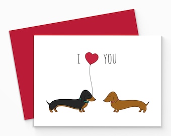 Printable Dachshund Valentines Card - Digital Sausage Dog Love Card - Printable Valentines Card - Dog Love Card - Dachshund Love Card