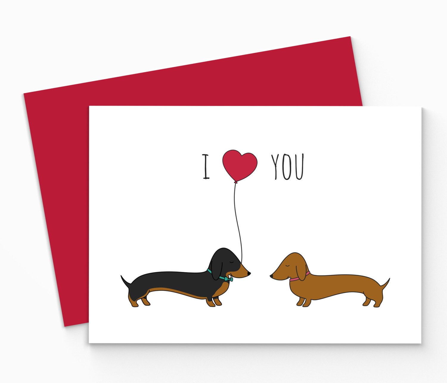 Printable Dachshund Valentines Card Digital Sausage Dog Love