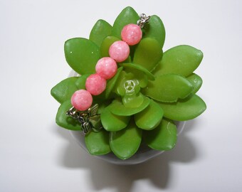 Key ring holder with rose mineral