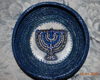 Pine Needle Basket "Hanukkah Menorah"