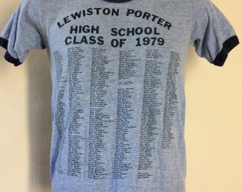 Vtg 1979 Lewis Porter High School Ringer T-Shirt Heather Blue S 70s Class Of