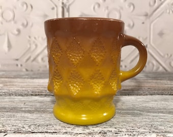 Fire King Kimberly Mugs Yellow Brown Set of 4