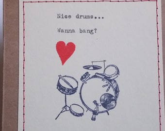 Funny Love Card Drums card for drummer husband boyfriend valentine for him drummer musician love card