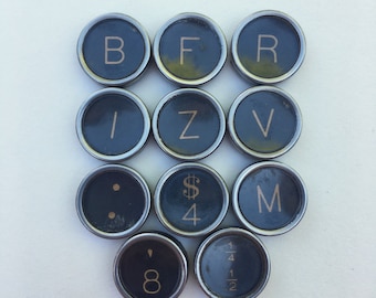 Lot of 11 Authentic Royal Flat Back Typewriter Keys for Jewelry Supplies
