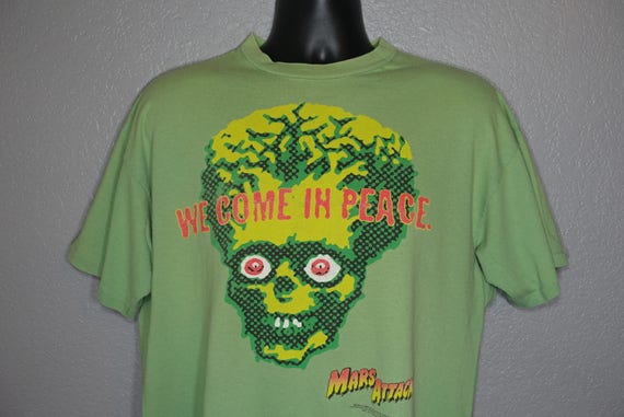 1996 RARE Mars Attacks - "We Come in Peace" Stanley Desantis Alien Warner Bros. Vintage T-Shirt