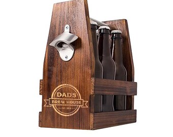 Personalized Beer Caddy, Beer Carrier, Bottle Opener, Beer Caddy, Rustic Beer Carrier, Man Cave, Brewery, Beer Tote, Gift for Him, Dad, Men