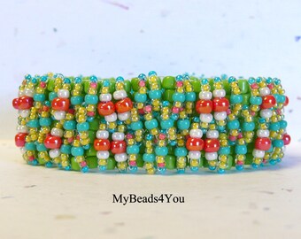 Beaded Bracelet, Beadwoven Bracelet, Beaded Cuff Bracelet, Embellished Beaded Bracelet, Seed Bead Bracelet, Beadwork