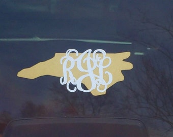 Home Sweet Home State Car Decal with Monogram