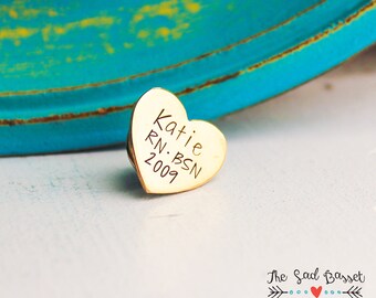 Nurse Pin + RN, LPN Gift + Nurse Graduation Gift + Nursing School Graduate + Pinning Ceremony + Personalized Nurse Pin + Heart Pin