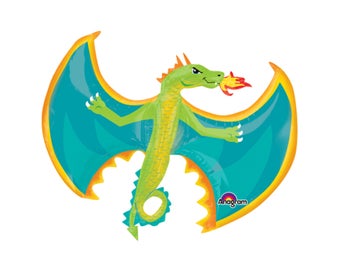 31" Dragon Balloon - Dragon Birthday Party Decorations, Knight and Dragon, Knight Birthday, Dragon Party Supplies, Dragon Baby Shower Decor