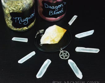 Pentacle Necklace / Pentagram Necklace / wax cord adjustable
