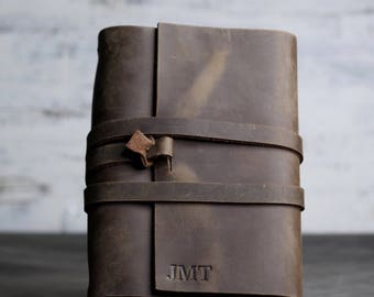 SALE 50% OFF - REFILLABLE Personalized Premium Leather Journal Notebook or Sketchbook | Rustic Brown, Saddle Tan, Dark Brown