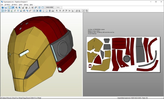 Hyperspeed Iron Man helmet Pepakura pattern DIY