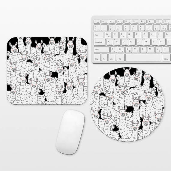 Llama Mouse Pad Black and White Mousepad Fun Unique Mouse Pad for Him, Llama Gift Llama Mousepad, Home Office Mouse Pad, Desk Accessories