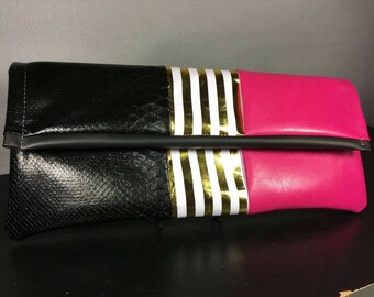 Hot Pink/ Black/Gold CUSTOM CLUTCH