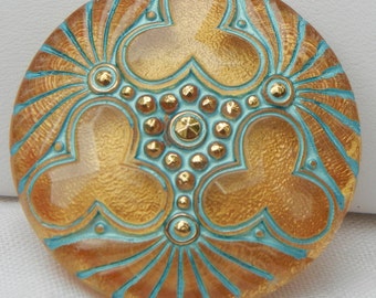 Trefoil and Fan Czech Glass Button
