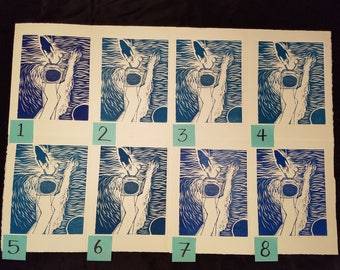 TV original woodcut print