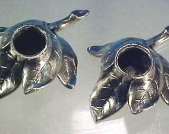 Victorian SILVERPLATE Figural Leaf Candlesticks Pair W.B. MFG. CO. / Weidlich Bros.