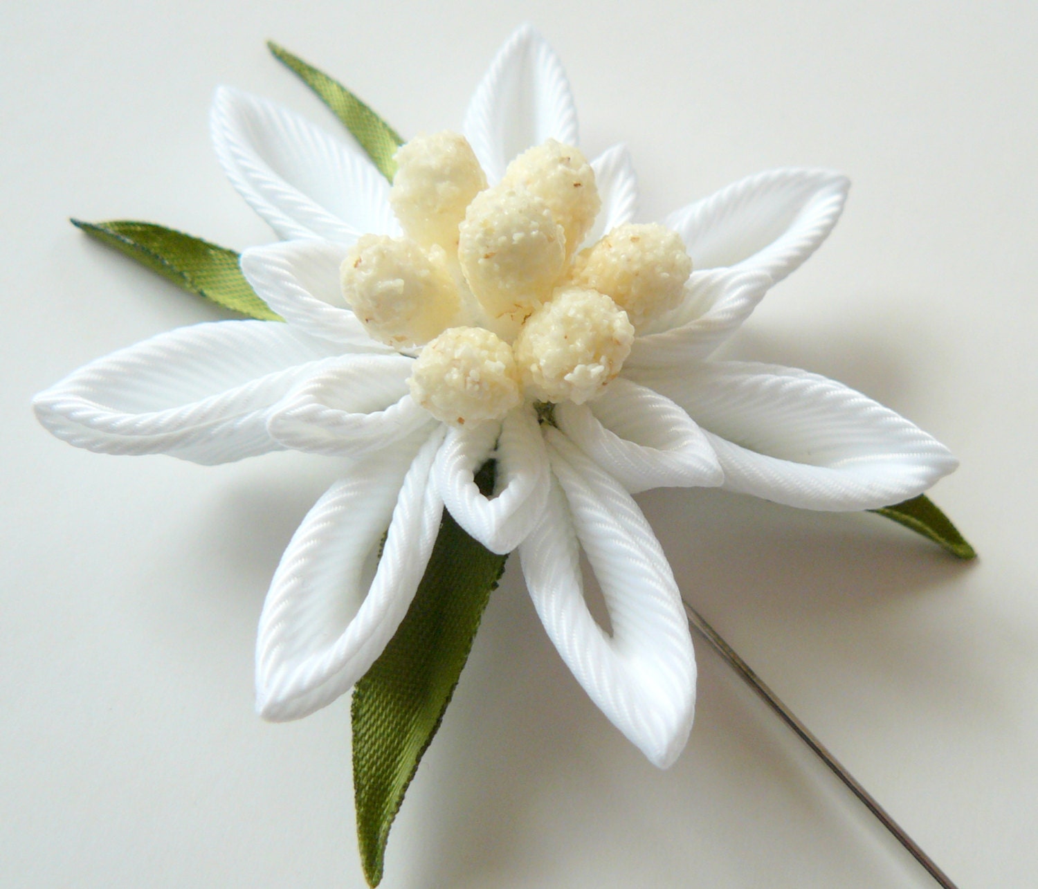 Men's Flower Lapel Pin. Austrian edelweiss flower brooch