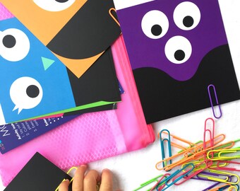 Monster teeth - busy bag with colour sorting & matching, toddler preschool kindergarten, fine motor development, paperclip activity for kids