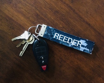 Personalized US Navy Embroidered Blue Digital Key Chain