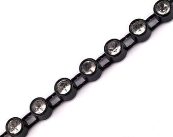 Black 3 mm clear rhinestone trim