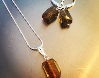 Natural Andalusite Pendant and Earrings