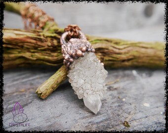 ANGEL SPIRIT QUARTZ Crystal Pendant | Copper Electroformed | Handmade | Reiki | Meditation | Copper Jewelry | Gemstone